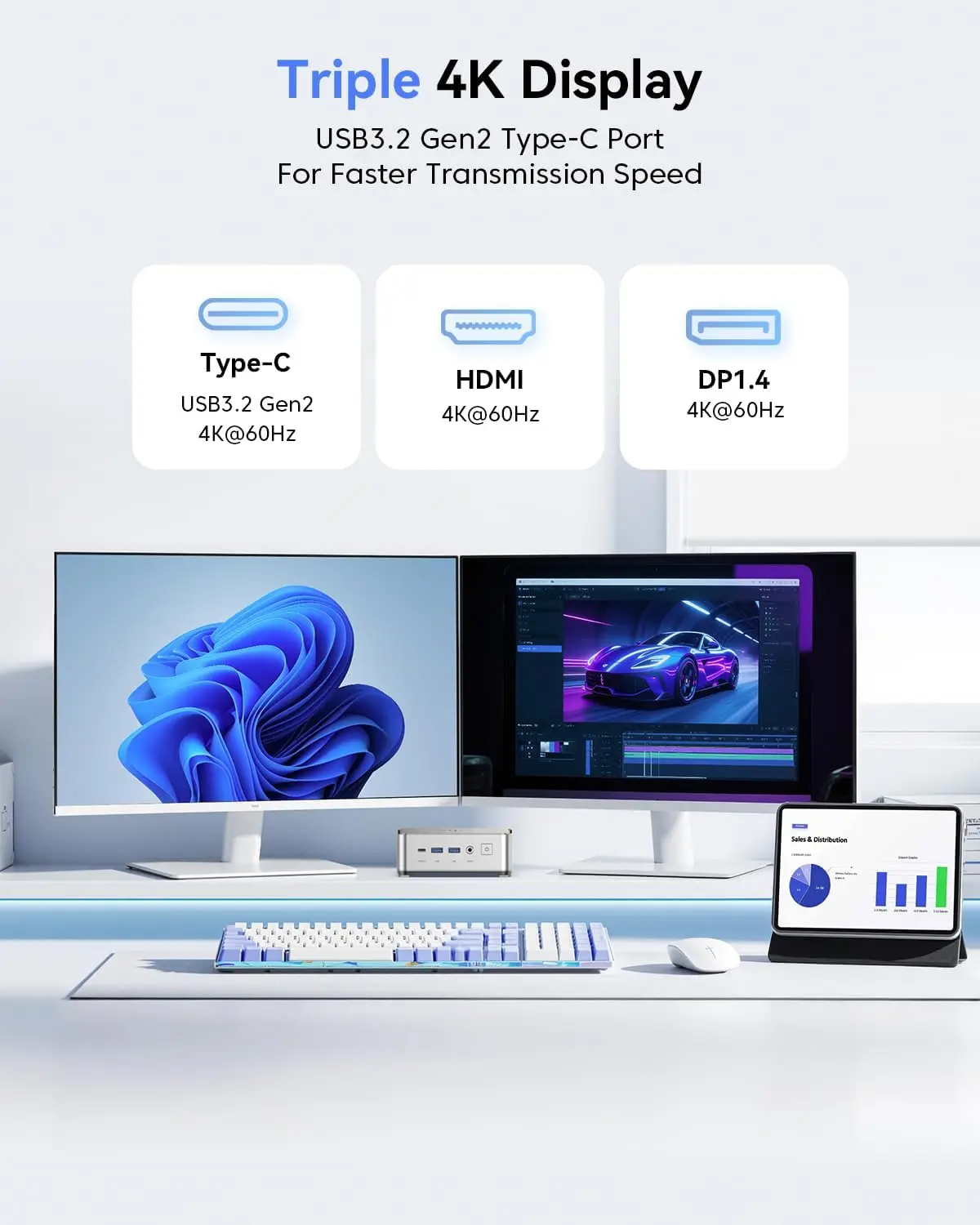 KAMRUI Mini PC AMD Ryzen 3 4300U 16GB DDR4 512GB M.2 SSD Windows 11 Pro Triple 4K Display Mini Desktop Computers Micro PC