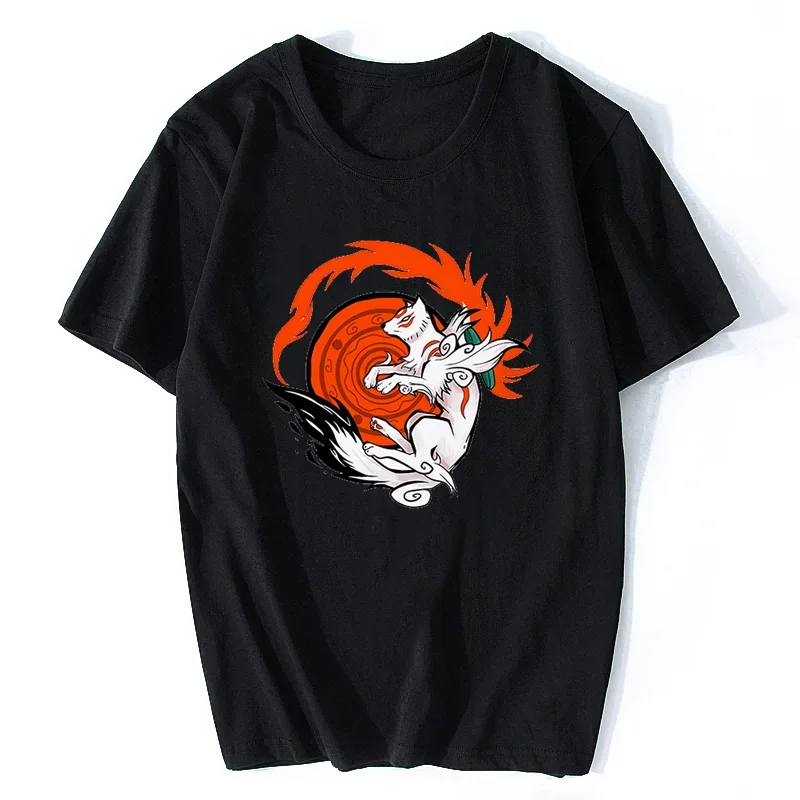 

Great God Amaterasu Ammako Okami Wolf Funny Anime T Shirt Men Casual Short Tshirt Unisex Streetware Tees