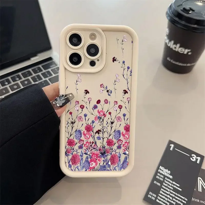 Phone Case For Samsung Galaxy A55 A54 5G A35 A15 A25 A51 A71 A13 A04E A32 A14 S24 Ultra S21 S23 FE Flower Shockproof Soft Cover