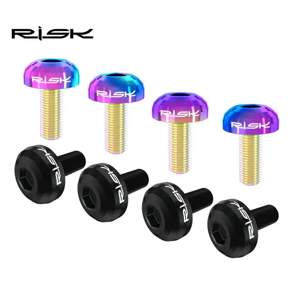 RISK Titanium Alloy Bike Bottle Holder Screw, MTB Gaiola Parafusos, Fixação Air Pump Bracket Parafusos, Ciclismo Repair, M5x12