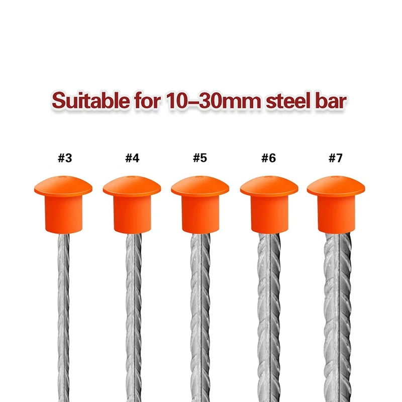 80 Pcs Mushroom Rebar Safety Cover Orange Rebar Covers Caps For Rebar Stake, Rebar Size 3- 8, 10M -25M