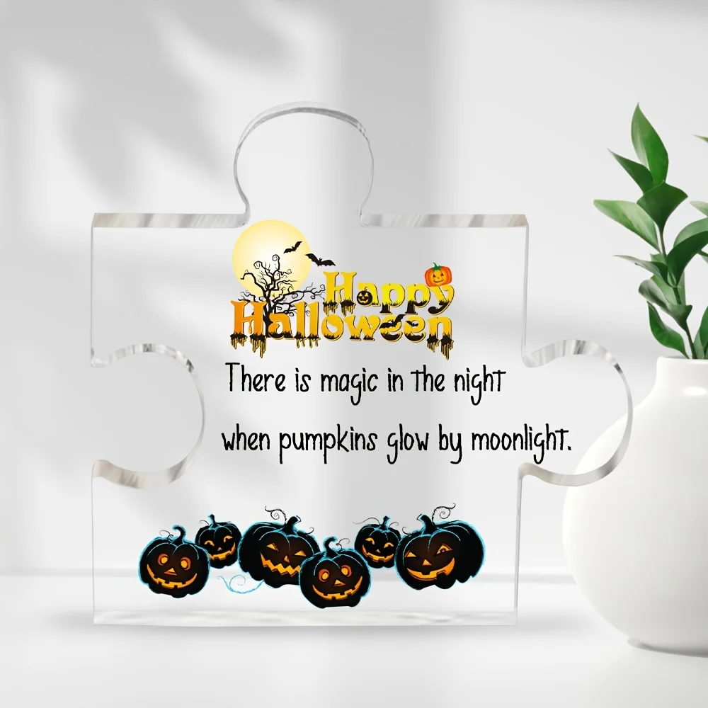 Acrylic Puzzle Glow in Dark Halloween Gift, Moonlight Pumpkin Magical Night Home Decoration