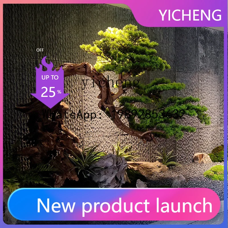 

X7 Artificial Welcoming Tilted Neck Fake Tree Bonsai Plant Decoration Floor-standing Chinese Style Ornament