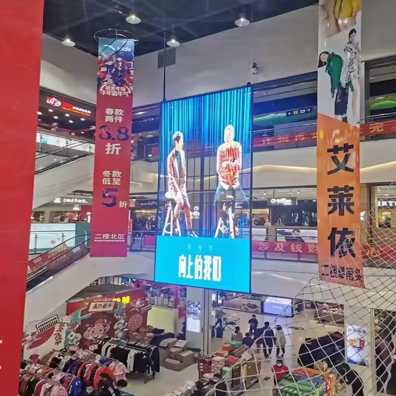 Pantalla transparente de rejilla LED a todo color Pantalla LED personalizada delgada para interiores y exteriores Pantalla transparente 3D cuadrada