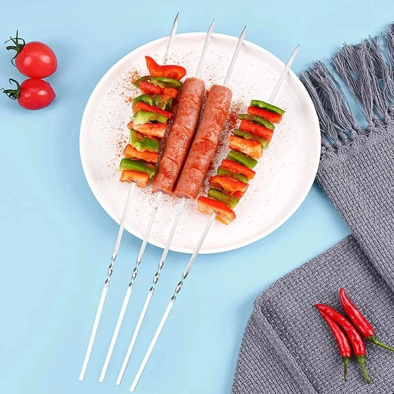 5/10/20/25Pcs Stainless Steel Barbecue Skewer Reusable BBQ Kebab Skewers  for Outdoor Camping Picnic Tools Cooking Tools