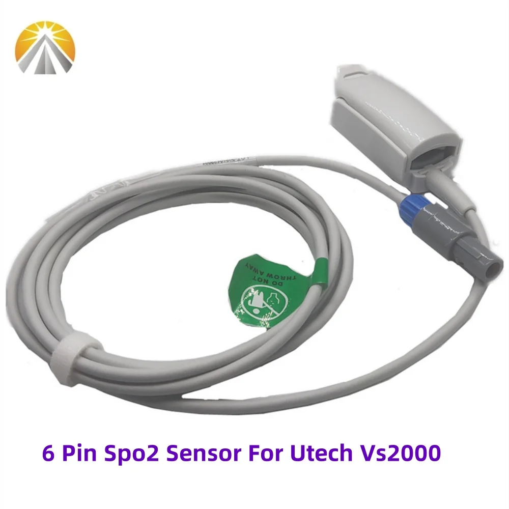 

6 Pin Single SpO2 Sensor For Utech VS2000 Digital Tech Reusable SAO2 Heart Rate Probe with Adult Child Neonates Veterinary Clip