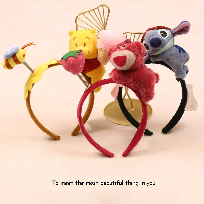

Disney Pooh Bear Cute Stitch Lotso Headband, Cartoon Headdress, Performance Event Photo Card, Birthday Gift