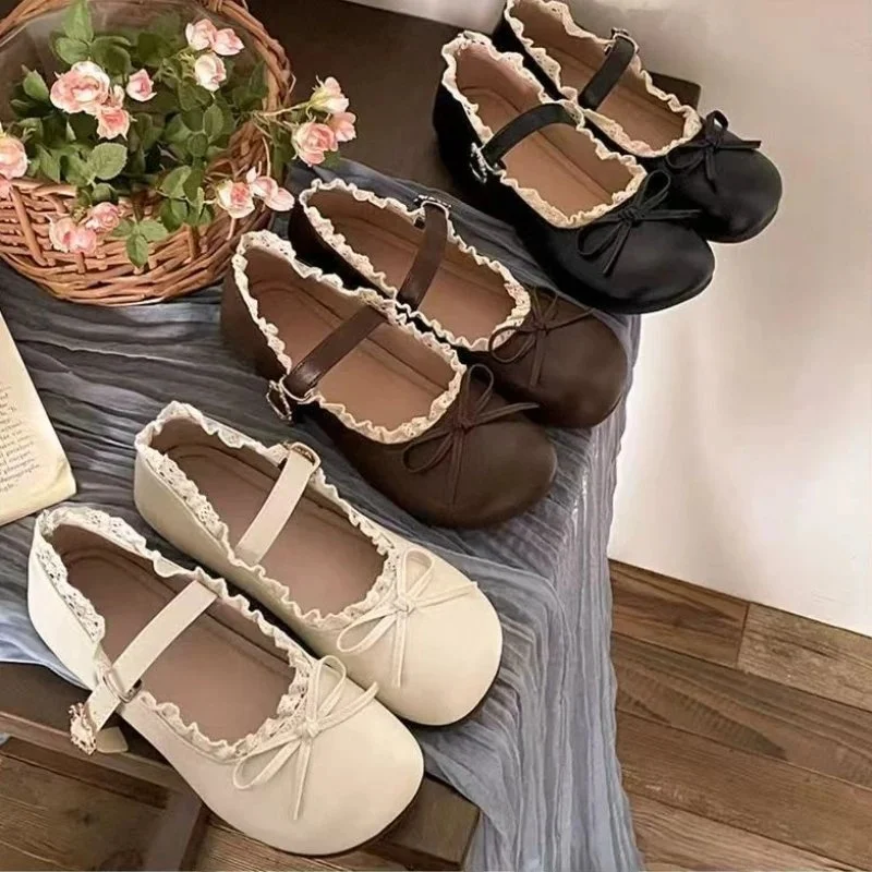 

Retro round Head Flat Bottom Mary Jane Shoes Women's New 2026 Spring Autumn Skirt Matching Light Mouth Mary Jane Shoes