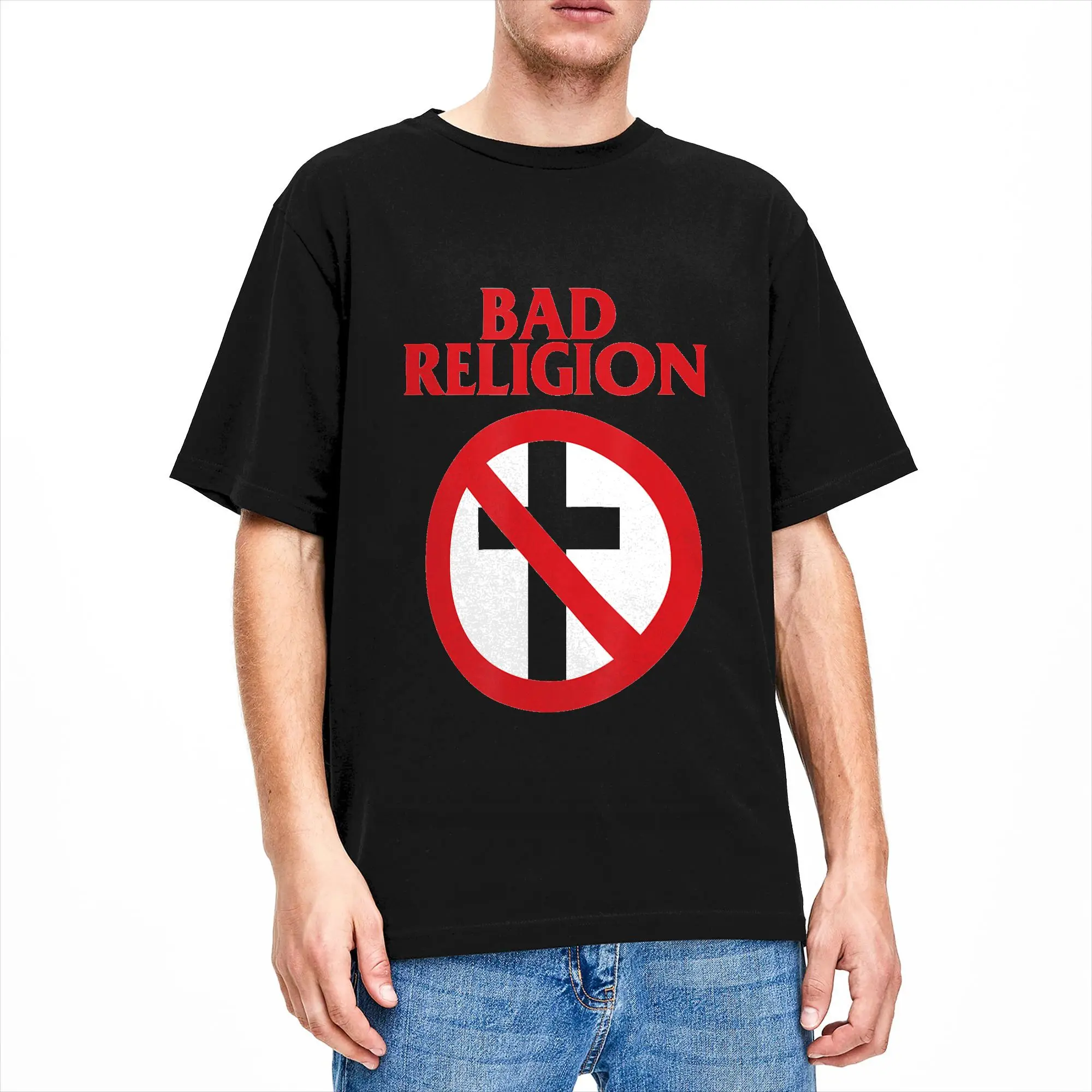 Summer Bad Religion Crossbuster Logo Hipster T-Shirts  100% Cotton Tee Shirt for Men Y2K Basic Short Sleeve Tees