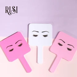 Free Eyelash Handheld Makeup Mirror Square Makeup Vanity Mirror with Handle Hand Mirror SPA Salon Compact Mirrors