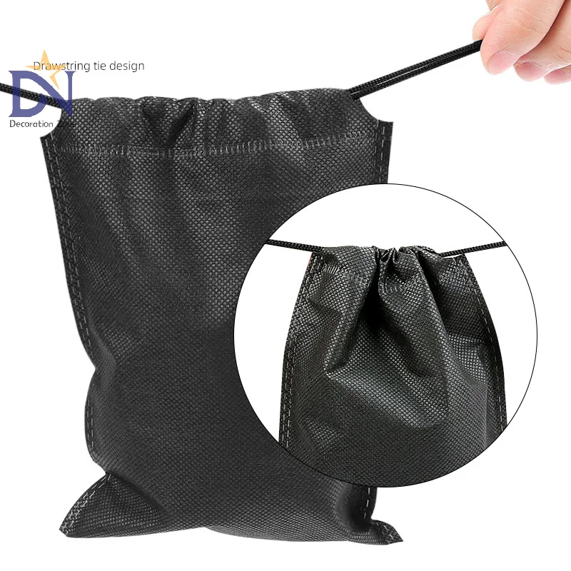 Shoe Dust Covers Non-Woven Dustproof Drawstring Black Drawstring Storage Bag Travel Pouch Shoe Bags Drying Shoes Protect