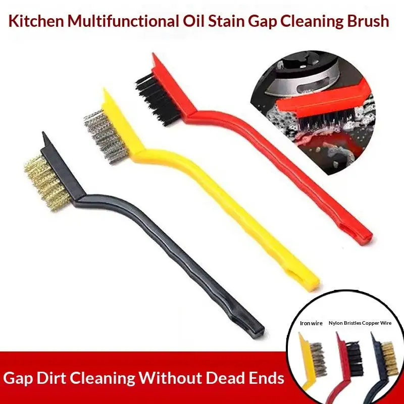 3Pcs Multifunctional Tile Gap Cleaning Brush Set with Scrapers Ergonomic Handle for Kitchen Bathroom Floor Grout Clean