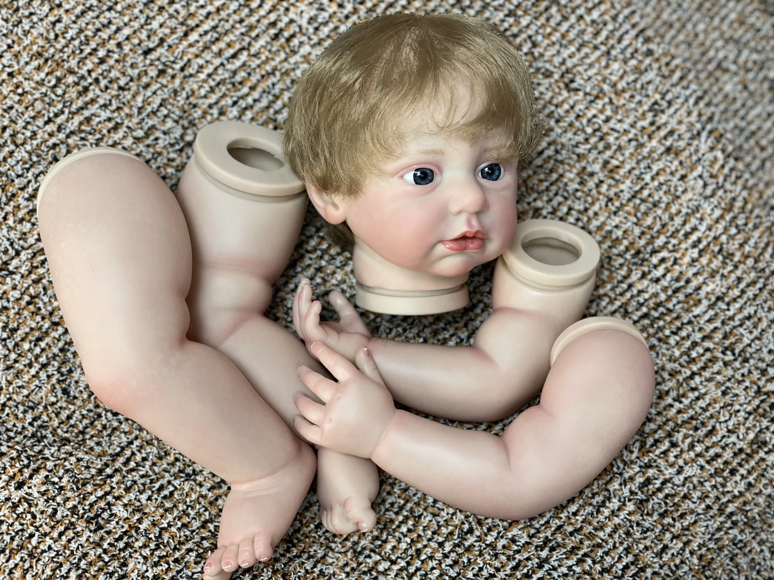 오픈 아이즈 다시 태어난 아기 인형 키트, 페인트 비비 다시 태어난 인형, DIY 부품 미완성 인형 키트, 어린이 선물, 다시 태어난 신 핀타르, 20-22 인치