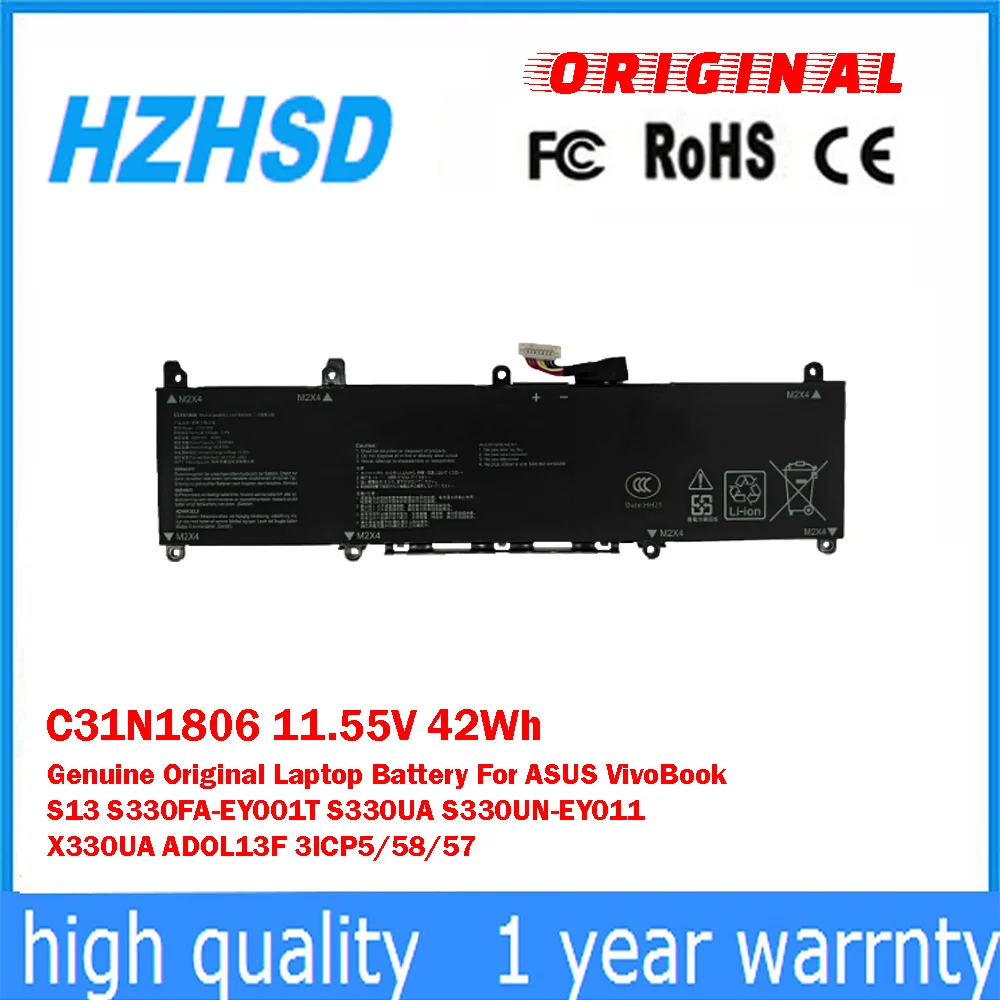 

C31N1806 11.55V 42Wh Genuine Original Laptop Battery For ASUS VivoBook S13 S330FA-EY001T S330UN-EY011 X330UA ADOL13F 3ICP5/58/57