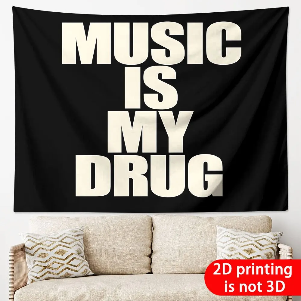 2D Flat - - 1pc  Printing Music Quote Tapestry 
