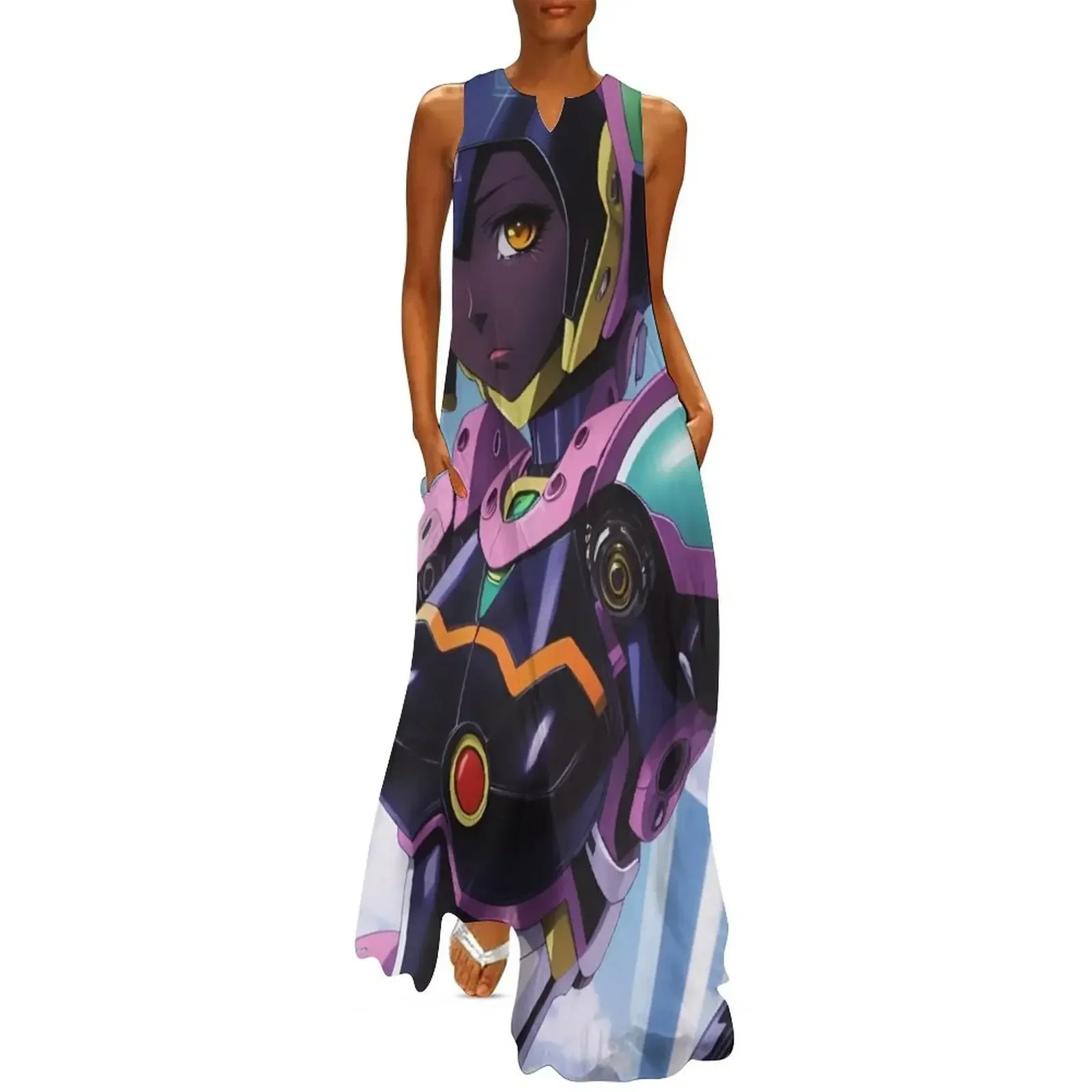 

Ride On Time Black Anime Girl Long Dress summer dress for women 2025 birthday dress Evening gown purple