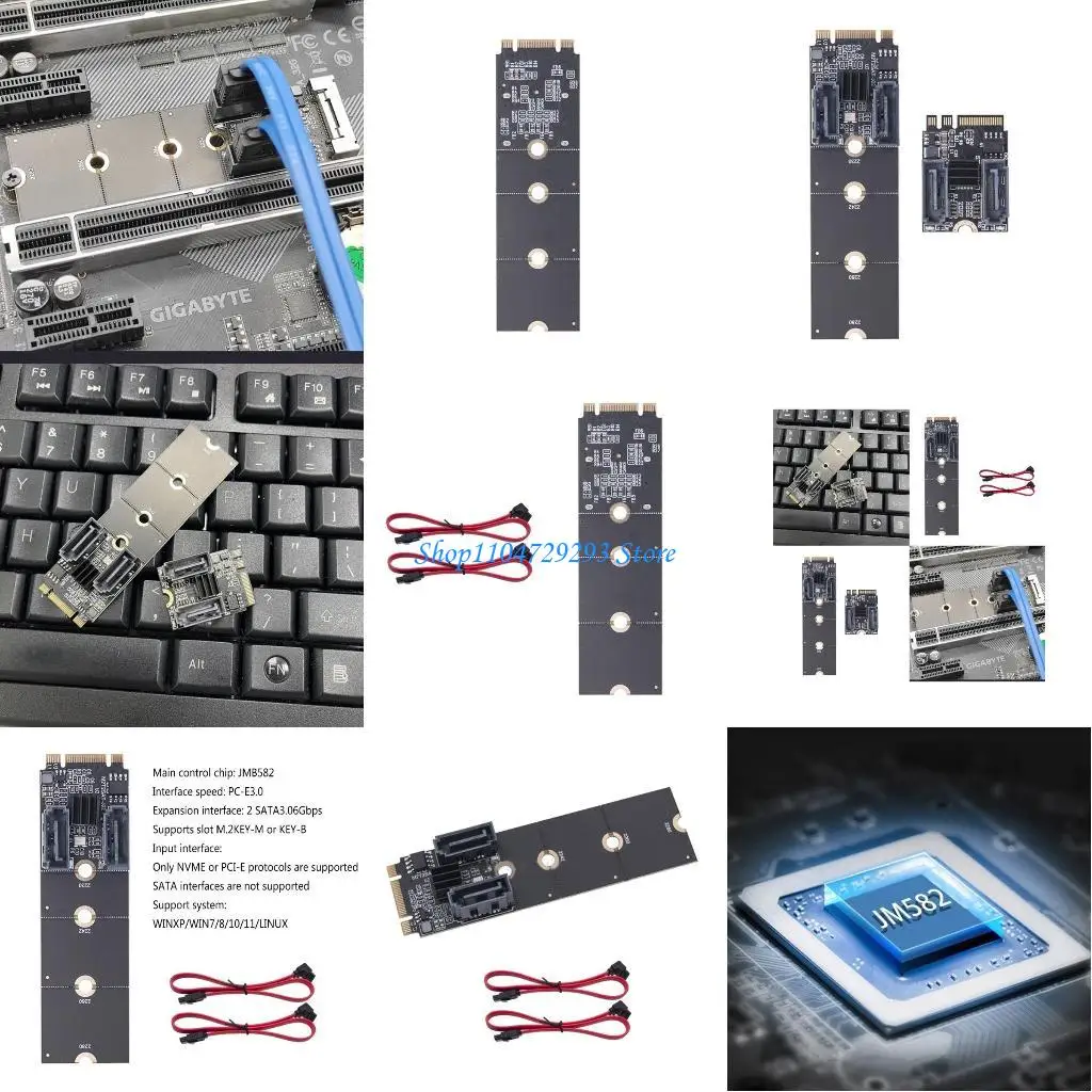 Y2GD 2 puertos a M.2 NVME PCIe M o B SSD 6GBPS Adaptador