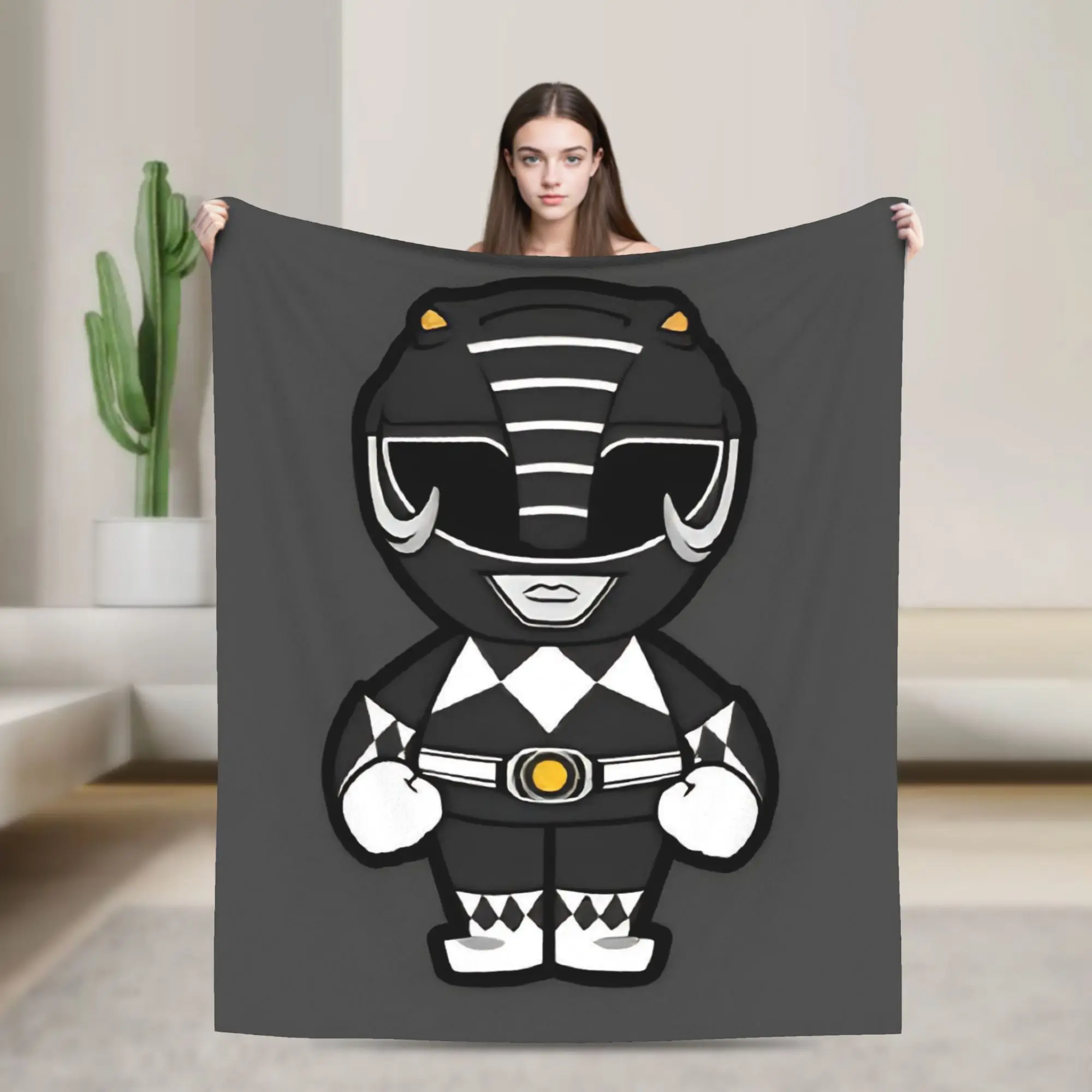 Black Ranger Blanket Power R-Ranger Fuzzy Funny Warm Throw Blankets for Bedding Lounge Textile Decor