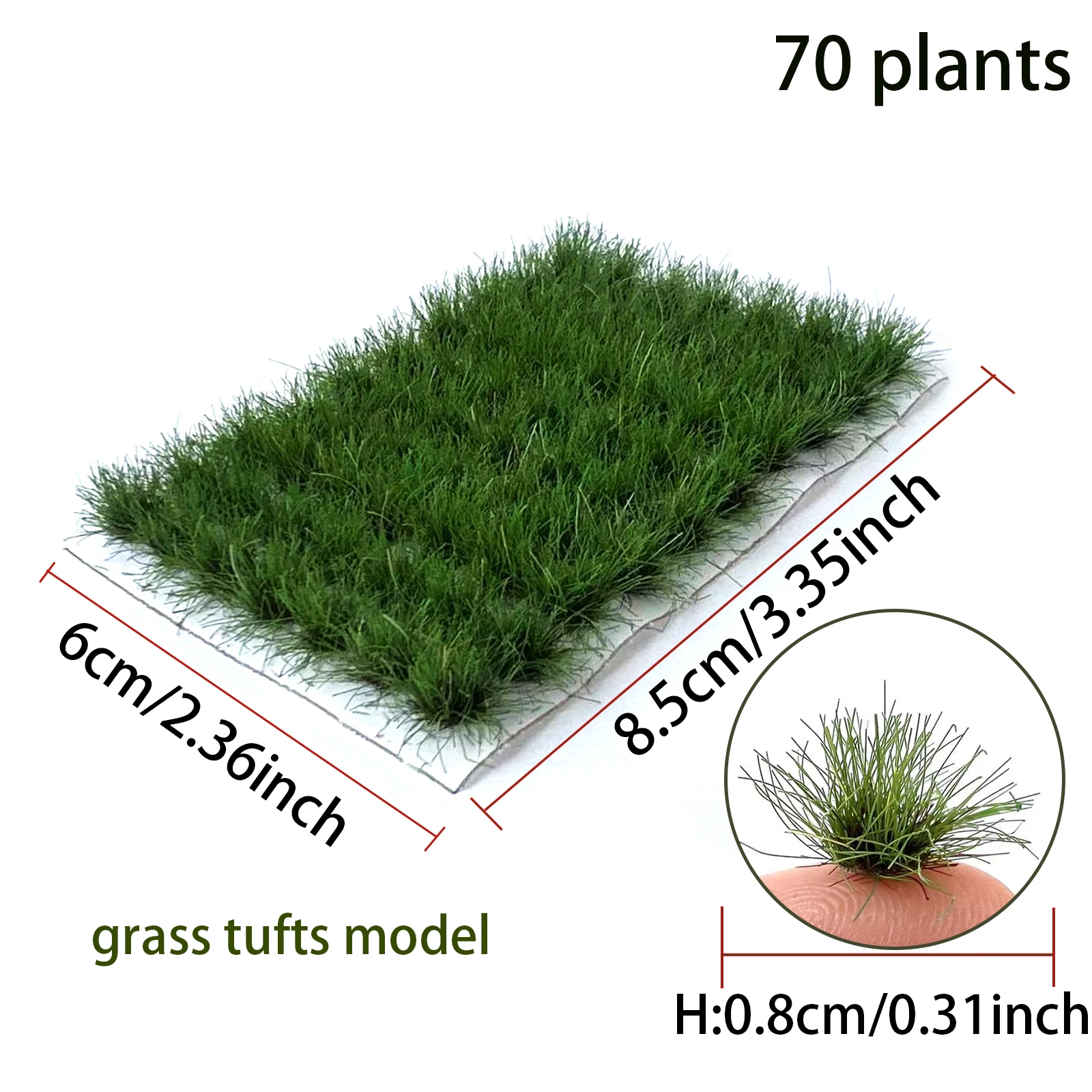 Height 8mm Miniature Static Grass Tuft Model for Diy Model Making/Wargame/Military Scenery/Railway Train Layout for Diorama 70pc