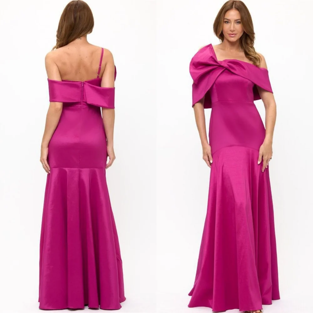 Customized Mermaid Modern Satin Evening Dresses Classic One Shoulder Homecoming Dresses Temperament Sweep Train Prom Dress