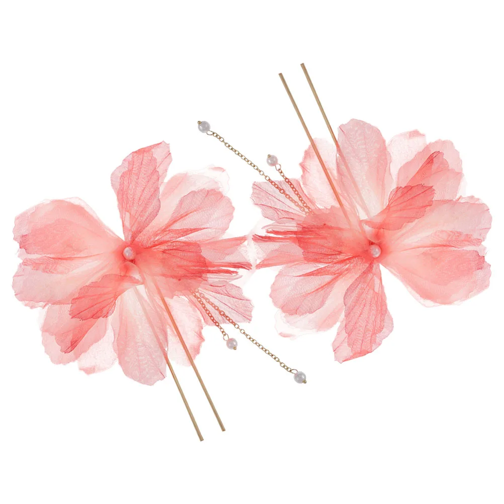 

2 Pcs Hairpin Styling Vintage Floral naments Chinese Accessories for Women Flowers Tassel Durable Material Wedding Bun Pins Hair