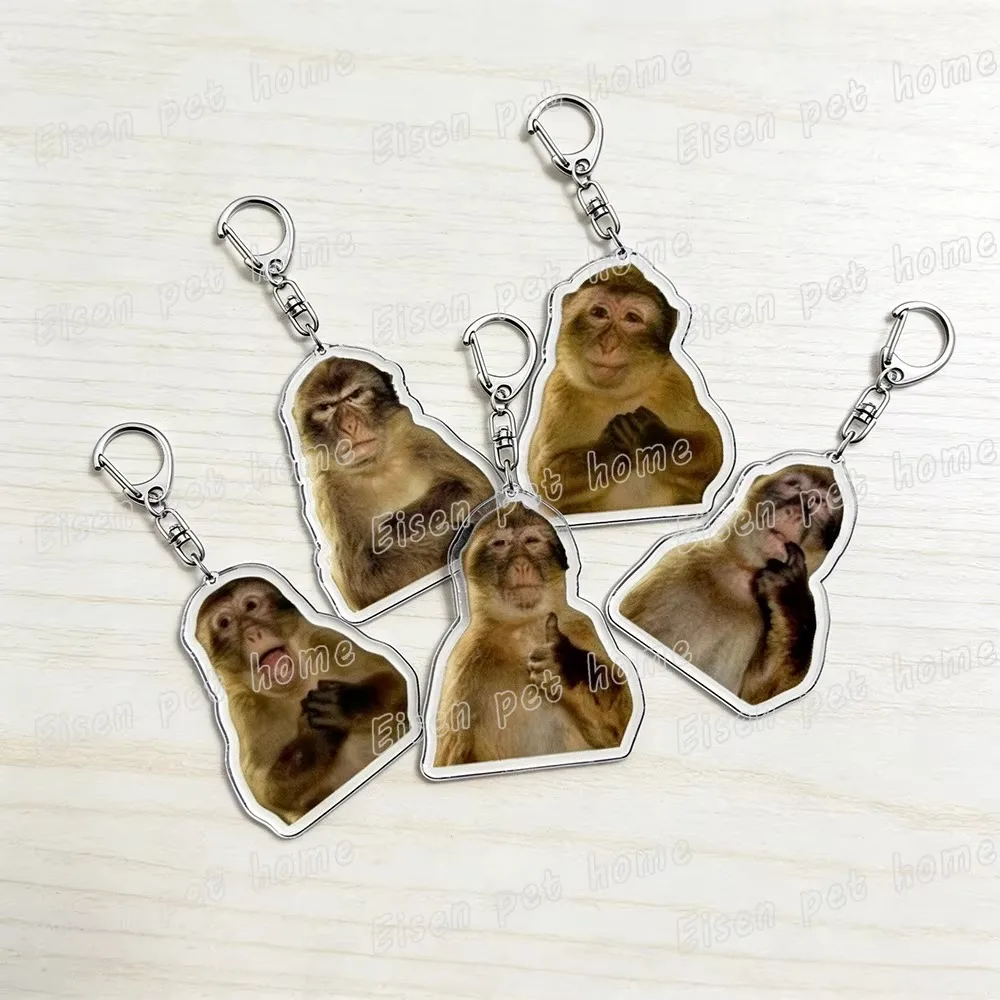 Three Wise Monkeys Keychain for Accessories See No Evil Monkey Meme Keyring Key Chains Jewelry Fans Boyfriends Gifts view 2