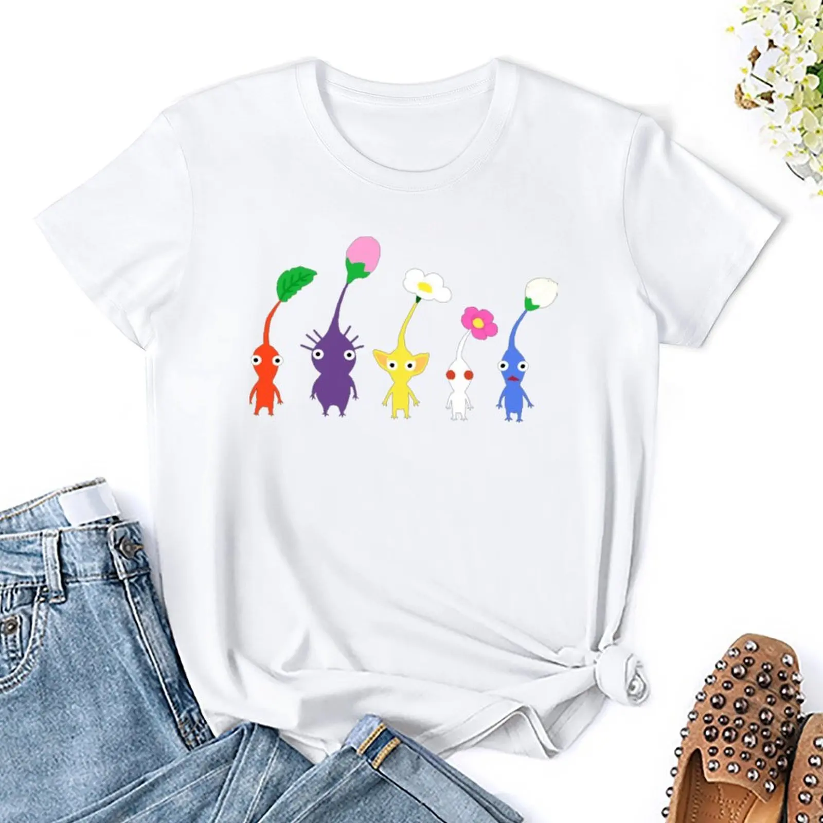 Cute Pikmin Pattern Blue Essential For T-shirt Harajuku Sports T-shirts Funny Aactivity Competition Nerd