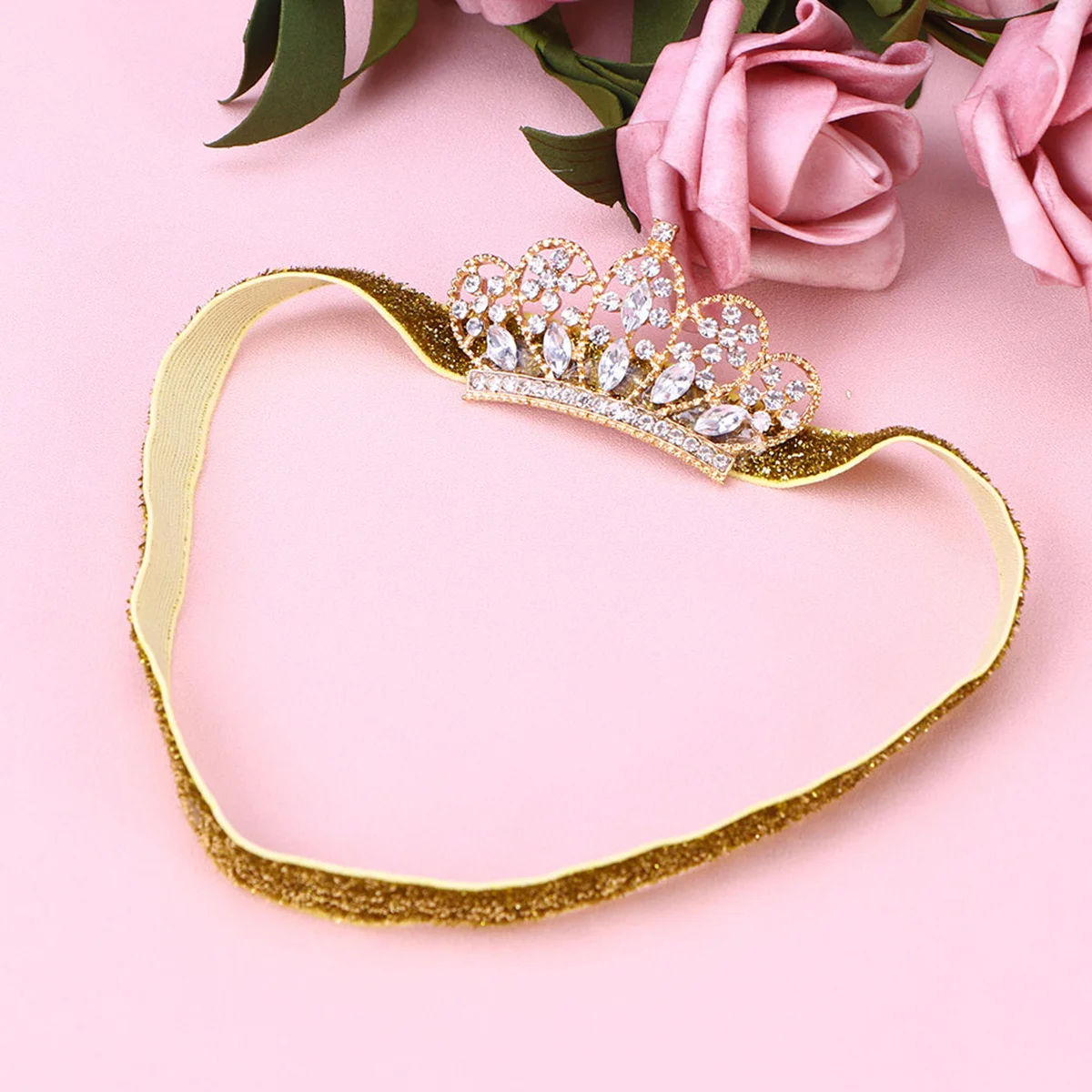 

Crown Hair Band Golden Crown Tiara Headband for Baby Girls Comfortable Elastic Headdress Perfect for Parties Photography Daily