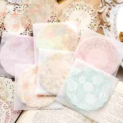 20 pcs Round Lace material paper for Decorative Diary Scrapbooking  Background paper handmade DIY Junk Journal Supplies