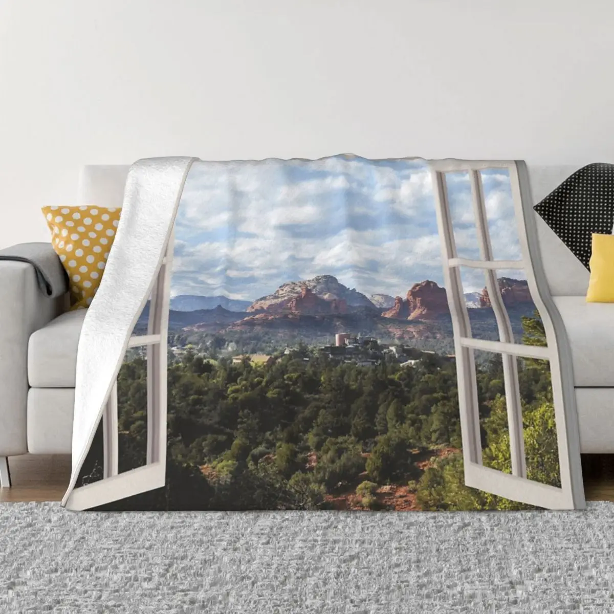 Sedona Window View Plush Knee Blanket Blankets & Throws Thin Wadding Blanket Throw Blanket