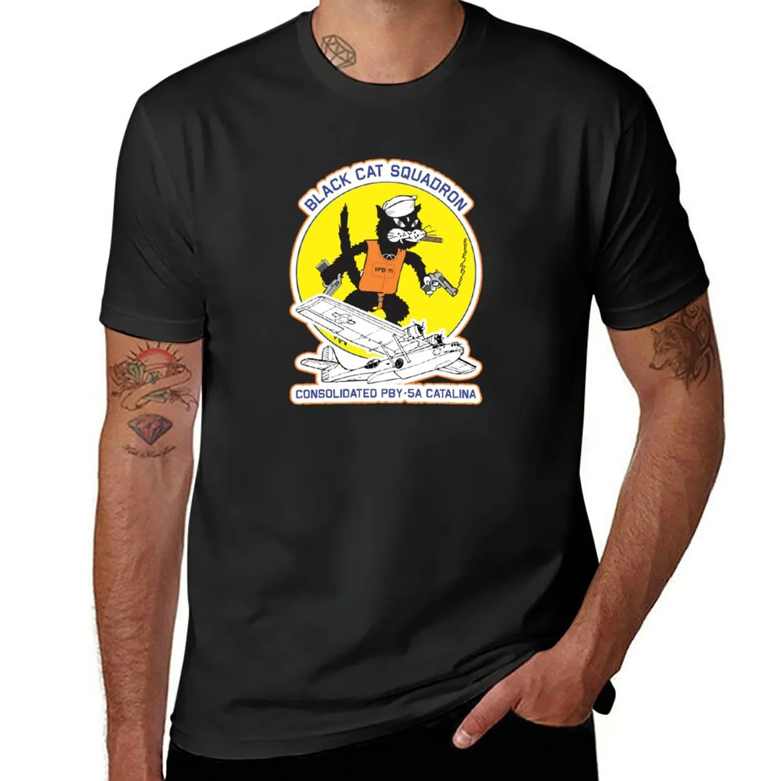 

New Consolidated PBY-5A Catalina - Black Cat Squadron PBY T-Shirt funny t shirt shirts graphic tees mens workout shirts