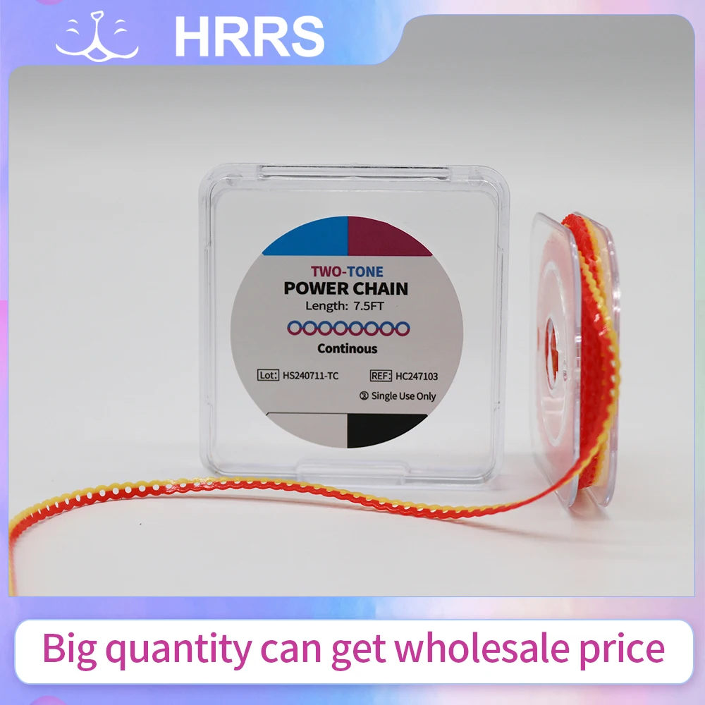 

[Две тона] Длина 7,5 футов, стоматологическая эластичная цепочка, длинная короткая непрерывная двухцветная ортодонтическая силовая цепь