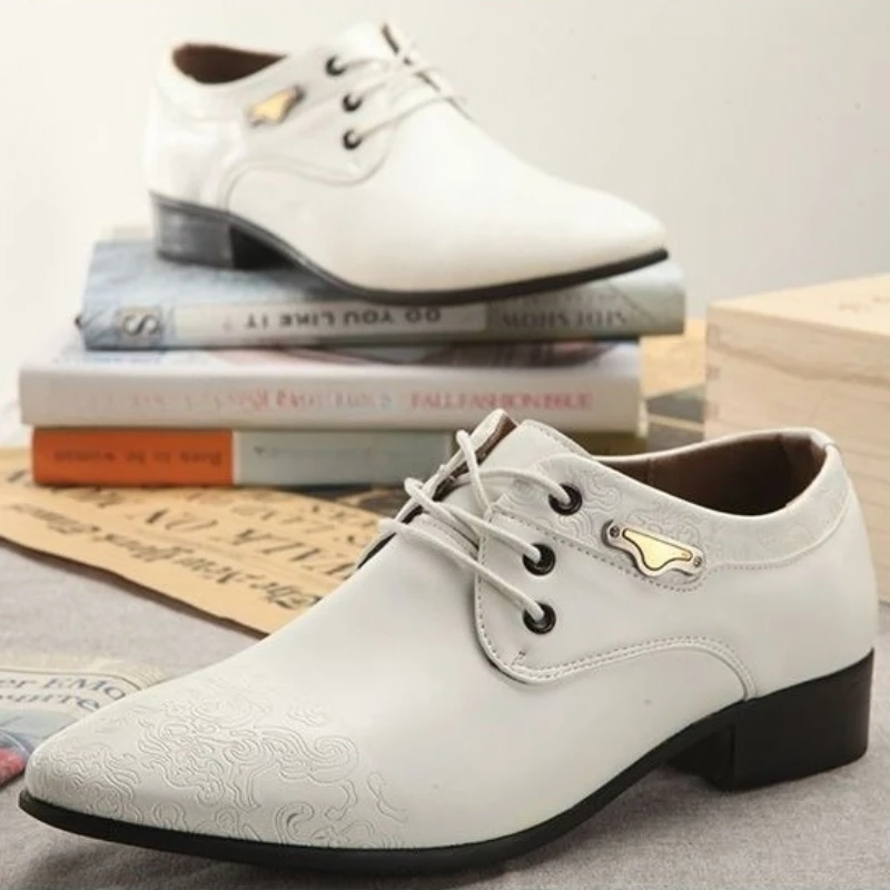 

Белые мужские деловые туфли на шнуровке, молодые, весенне-осенние, элегантные и классические, дешевые, официальные, трендовые, 2024, социальная мужская обувь