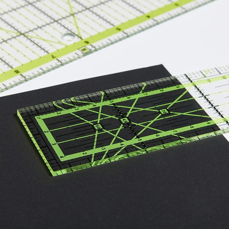 PWS 6 PCS Quilting Ruler Square Acrylic Quilting Ruler Fabric Cutting Ruler Transparent Marker Acrylic Ironing Ruler