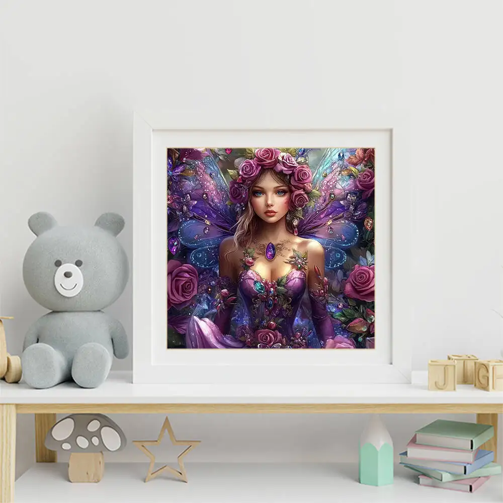 5D DIY Diamond Mosaic Woman Portrait Suitable For Beginners Flower Diamond Painting Butterfly Home Decoration,frameless - view 3