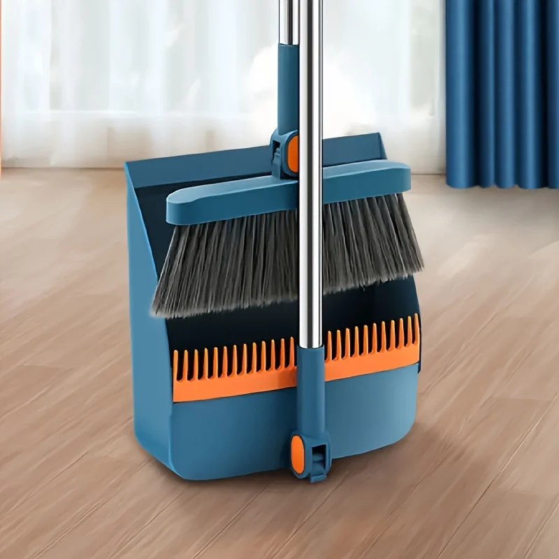 Household Broom And Dustpan set, Floor cleaning, Rotatable Broom And Dustpan With Comb Teeth For Dust And Garbage