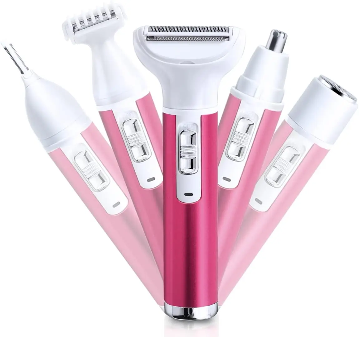

Rechargeable 5-in-1 Electric Razor for Women - Body, Face, Eyebrow, Bikini & Armpit Hair Trimmer