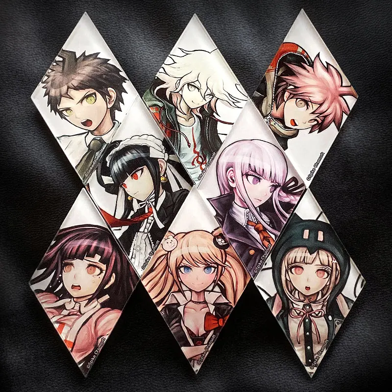 Danganronpa أنيمي Nagito Komaeda Hinata Hajime Kokichi Oma Saihara تأثيري الاكريليك شارة شعار الكرتون قلادة عيد الميلاد