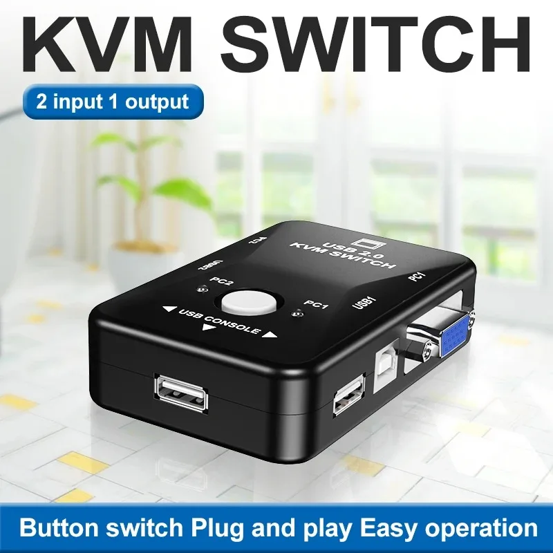 Kvm-usb 2.0, 1920x1440, vga, svga, 2 portas, servidor, duas portas, pode ser usado