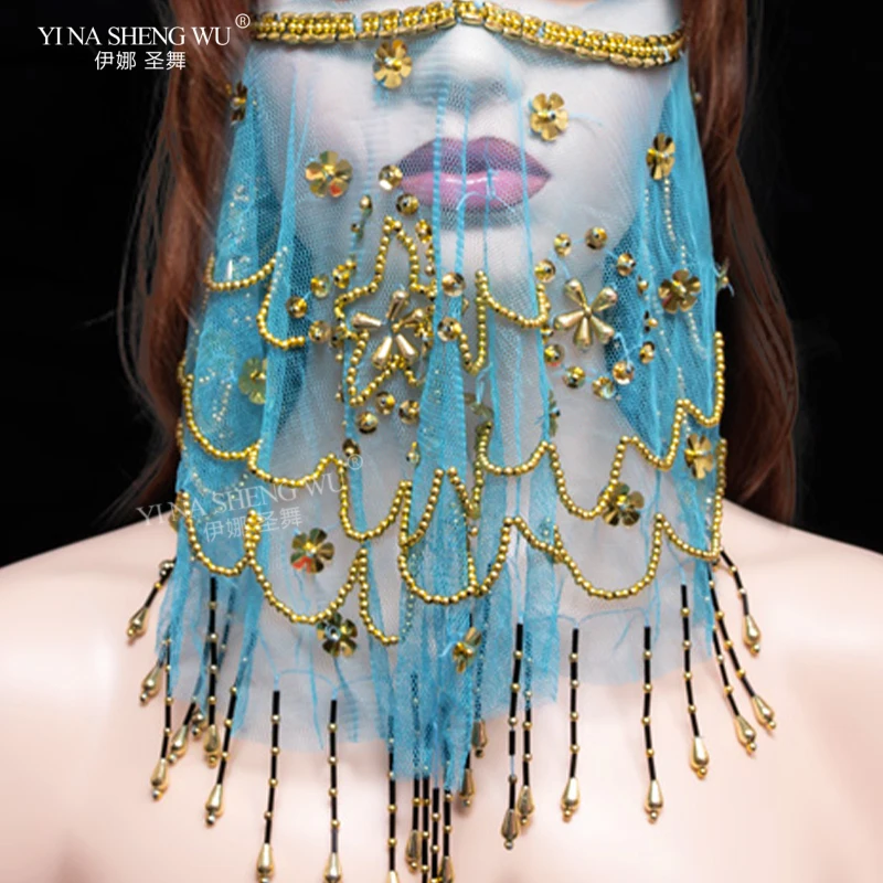 Maschera per velo di danza del ventre paillettes per fiori di prugna accessori per costumi di danza indiana Performance di danza del ventre che coprono il viso puntelli per sciarpa