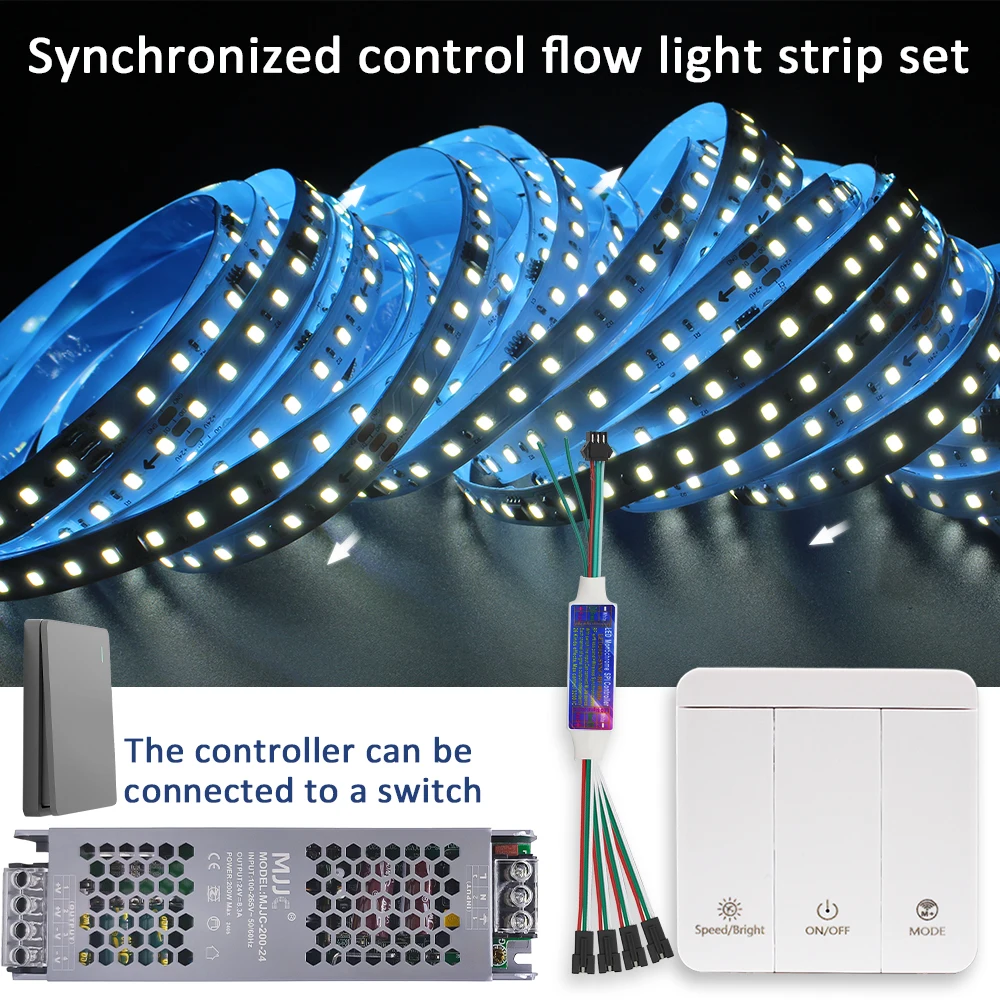 

Светодиодная лента с эффектом бегущей воды 5М 10М 15М 20М, DC 24V, WS2811 SMD2835, адресная, гибкая, линейная, набор для оформления (эффект скачущейся волны)