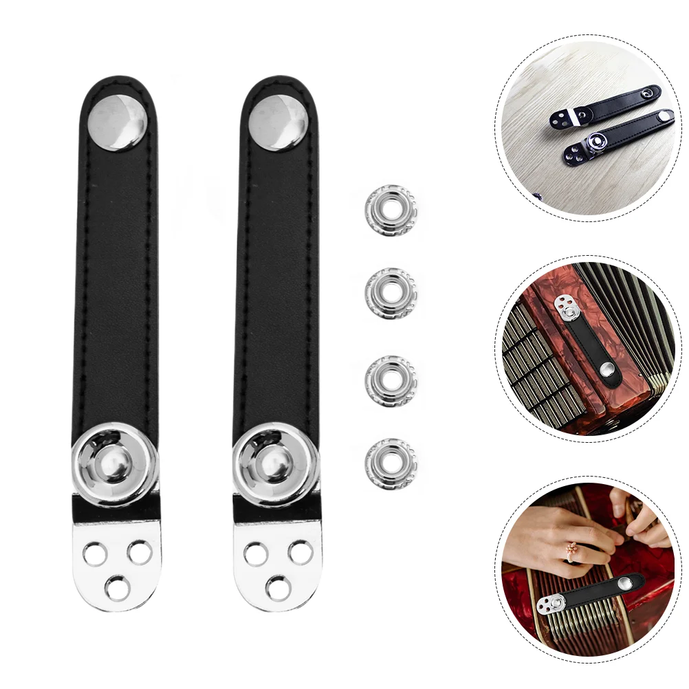 2 Pcs Metal Jointed Cowhide Accordion Bellows Buckle Bass Straps Universal Belt with Harness