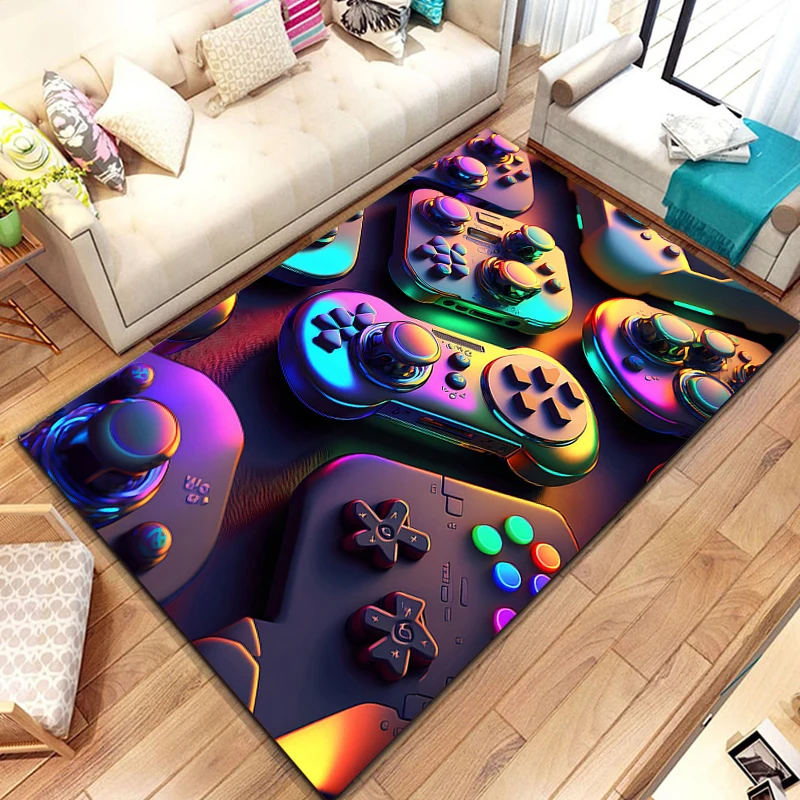 3D 80s Gamer Controller Area Rug Large,Carpet Rug for Living Room Bedroom Kitchen Decoration,Kid Play Game Non-slip Floor Mat