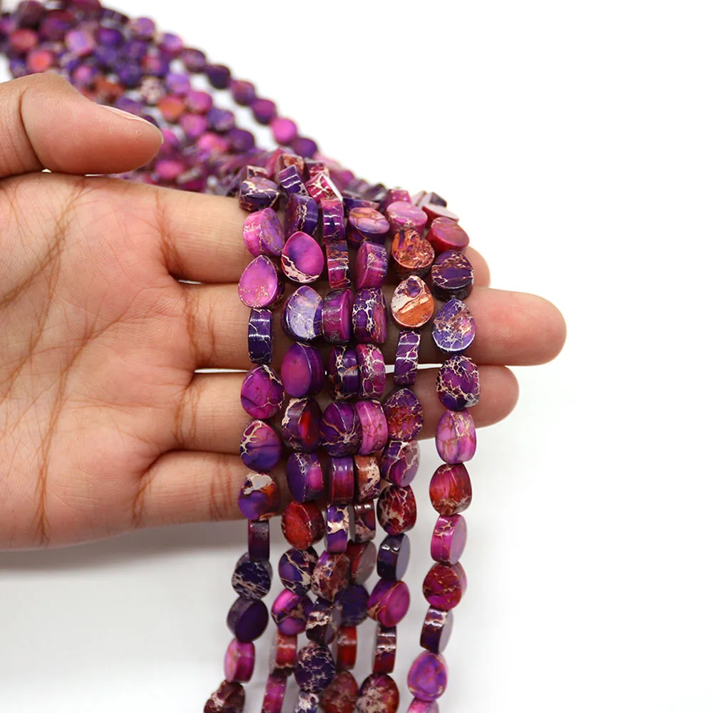 

Retro Dyed Imperial Stone Drop-shaped Beads 8x10mm Synthetic Semi-precious Stone Straight Hole Oil Painting Jewelry Components