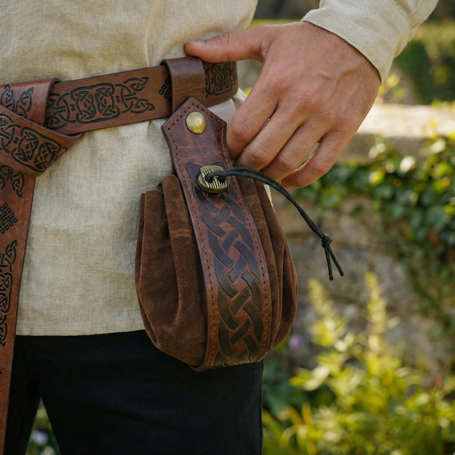 Bolsa de Monedas Medieval con Cordón, Estilo Vikingo, Patrón de Nudo Celta, Bolsa de Cintura, Bolsa para Dados, Accesorios de Disfraces Renacentistas para Halloween