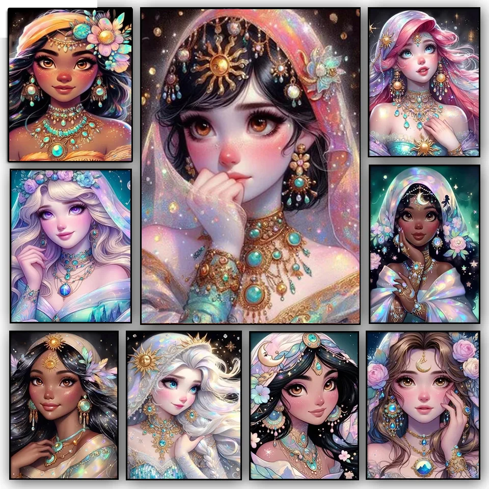 Cute Cartoon Girl Princess 5d Diy Diamond Painting Full Round Square Diamond Mosaic Embroidery New Arrivals 2024 Home Decor