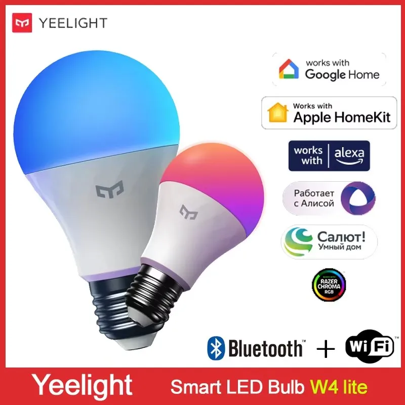

Yeelight Smart LED Bulb W4 Lite E27 BLE+WIFI 800lm 8W 2700-6500K Remote control Smart home Works on Homekit, Google, Alexa