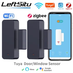 Tuya Zigbee Wifi Sensor de puerta Sensor de entrada de ventana seguridad antirrobo Sensor magnético alarma vida inteligente funciona con Alexa Google Home