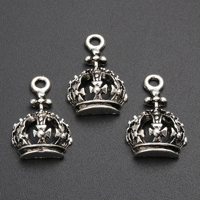 20 قطعة فضي اللون تاج Charms قلادة Necklace بها بنفسك قلادة النتائج مجوهرات 12x18 مللي متر A1535 بيع