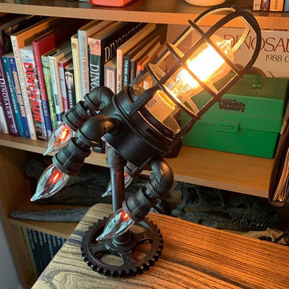 Vintage Rocket Ship Lamp Night Lights Decorative Bedside Table Light Kids Gifts For Bar Bedroom Decor